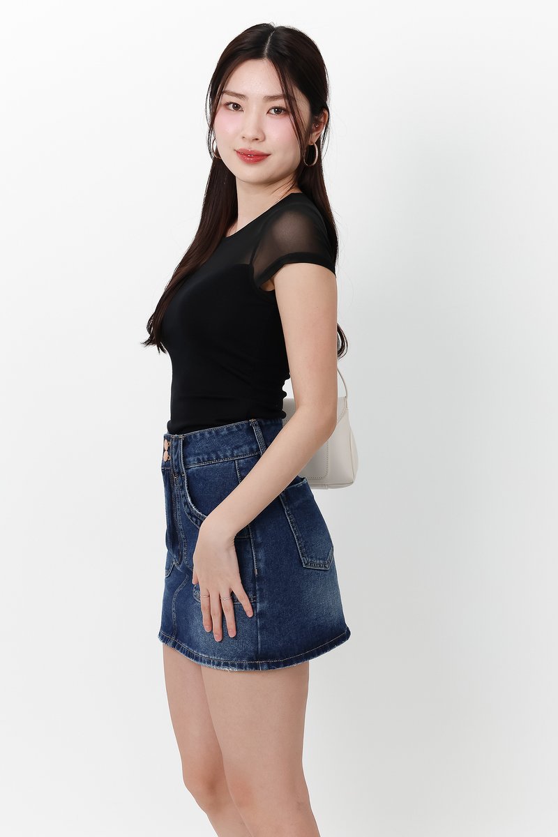 Manda Mesh Tee in Black