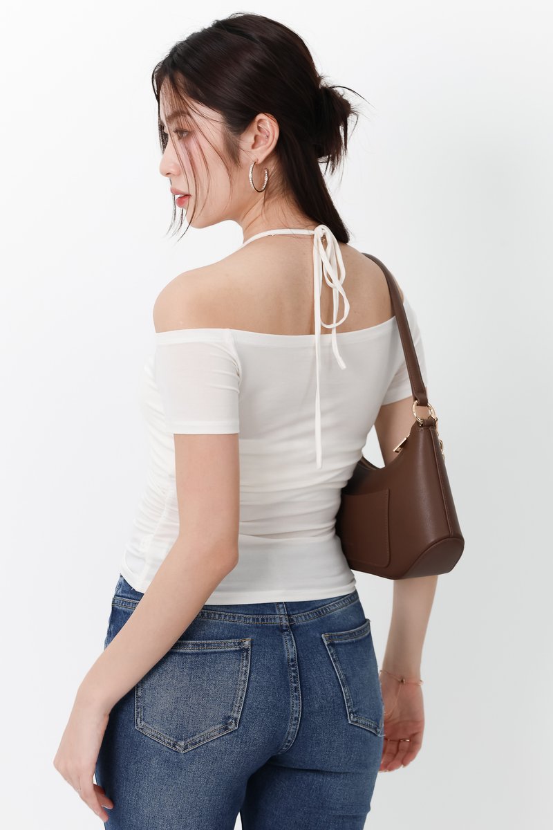 Ora Offshoulder Halter Tee in Off White