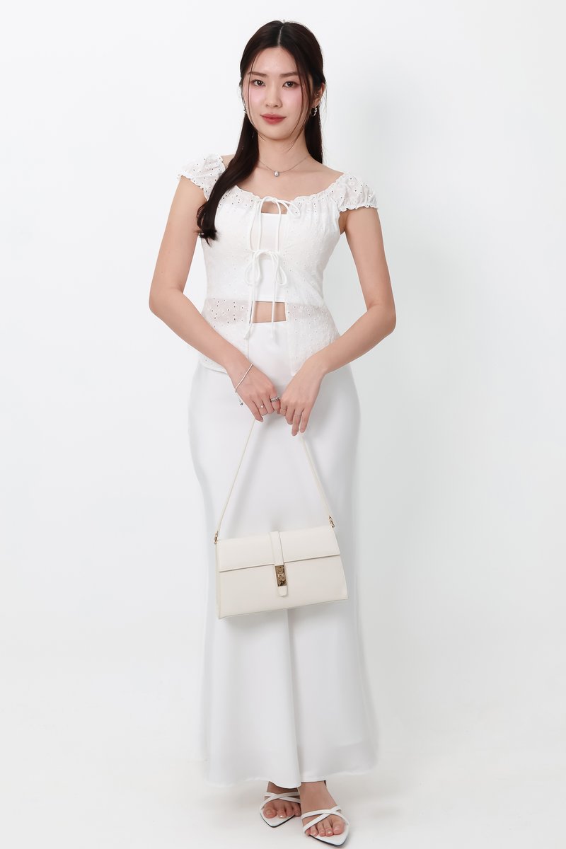 Clio Co-ord Eyelet Top in White