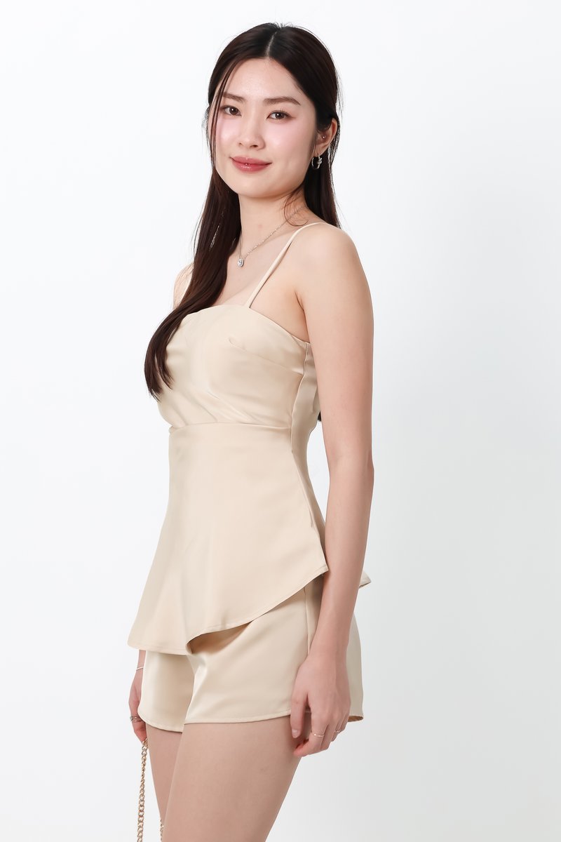 Chantelle Co-ord Satin Shorts in Champagne Gold