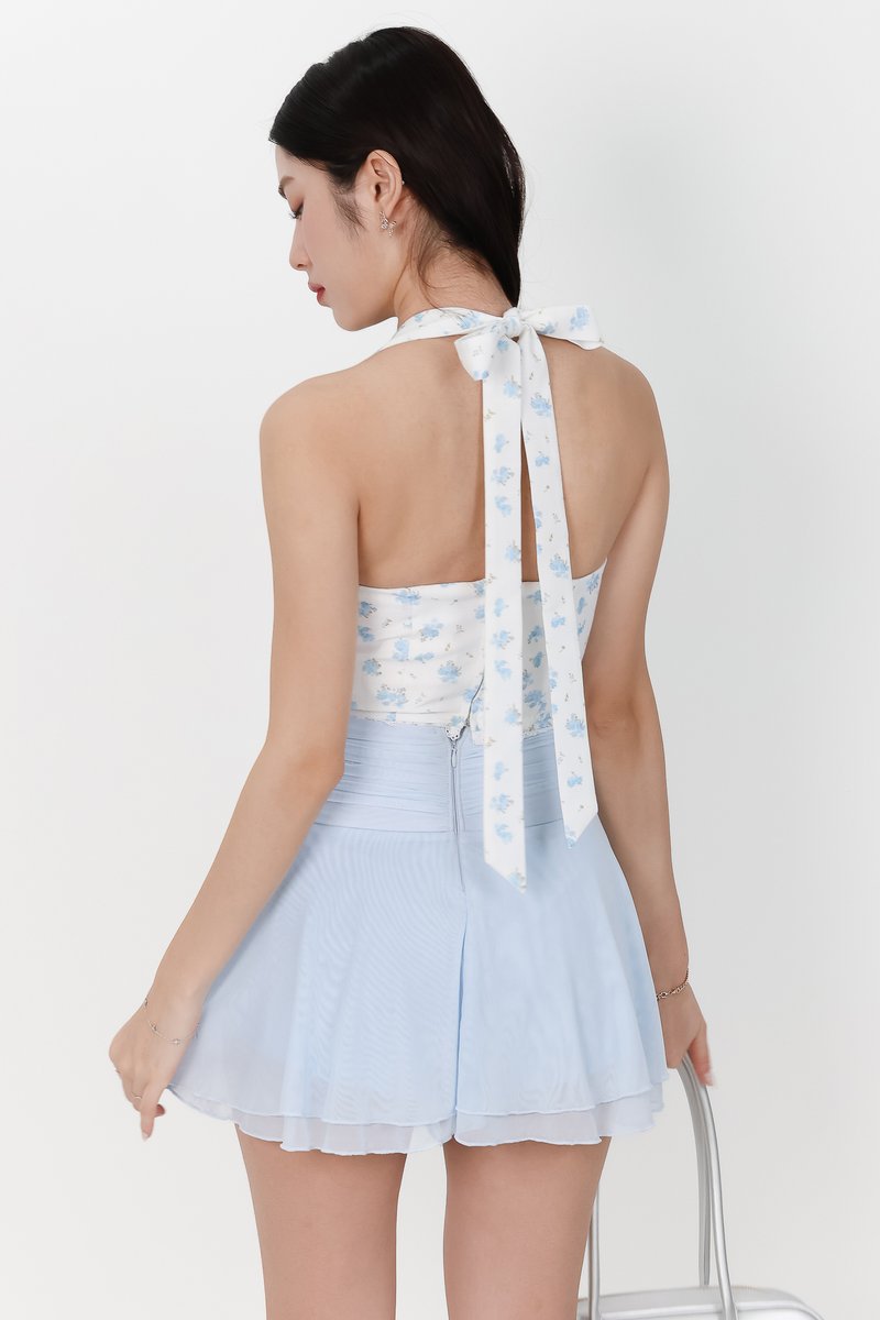 Fel Floral Halter Top in Light Blue
