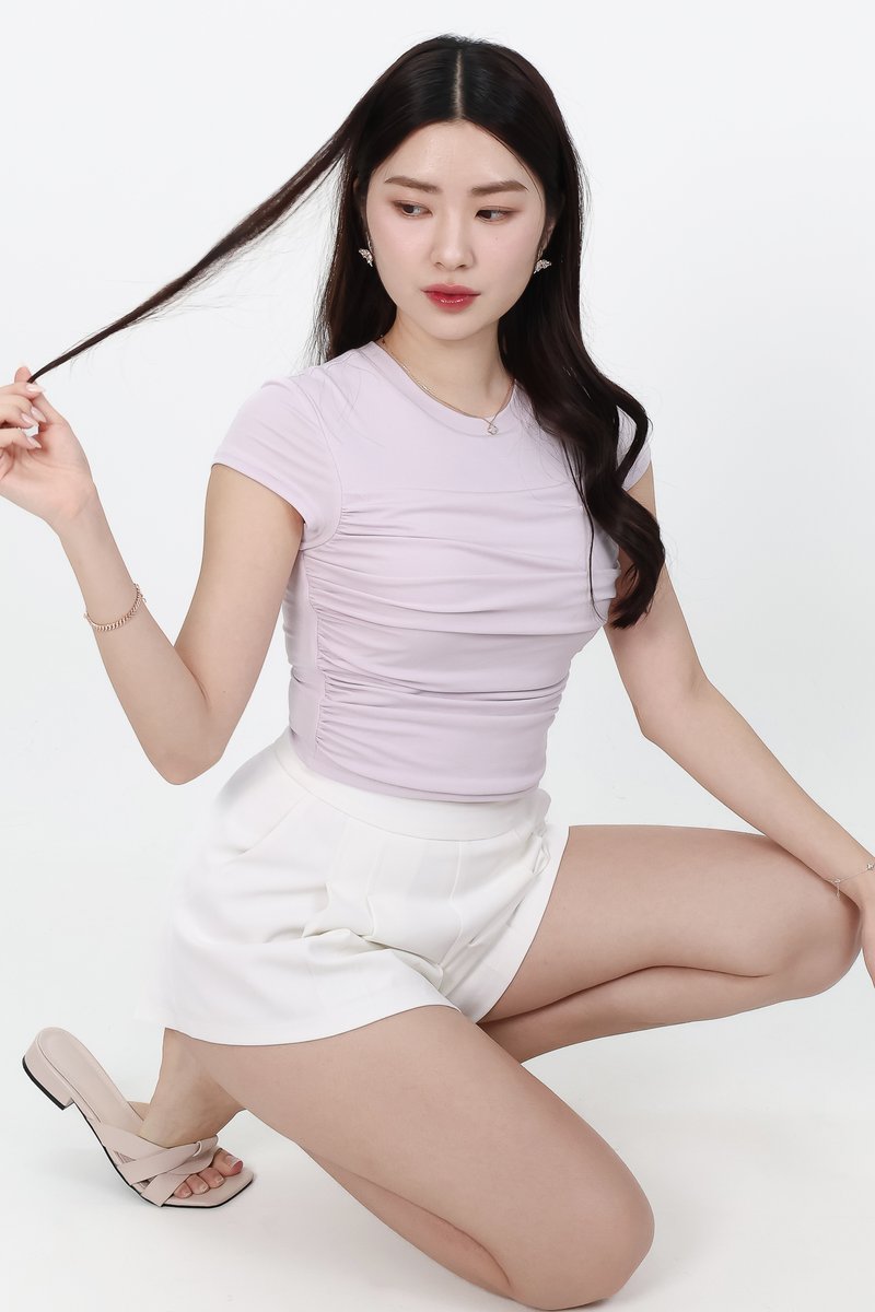 Bera Basic Ruched Tee in Lilac