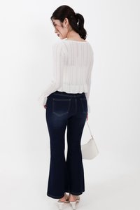 Fae Fit &amp; Flare Denim Jeans V2 in Very Dark Wash ( Petite Length )