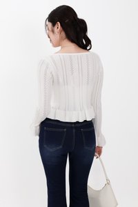 BACKORDER | Phelia Pointelle Knit Cardigan Top in White