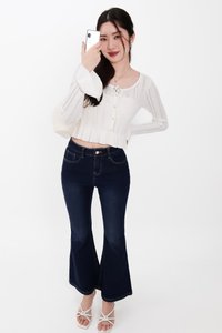 Fae Fit &amp; Flare Denim Jeans V2 in Very Dark Wash ( Petite Length )