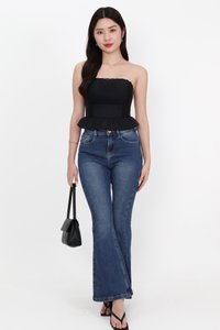 Pam Pleated Peplum Two Way Top in Black