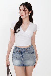 Lenna Lace Trim Tee in White