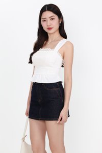 BACKORDER | Pam Pleated Peplum Two Way Top in White