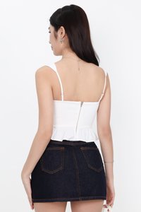 BACKORDER | Pam Pleated Peplum Two Way Top in White