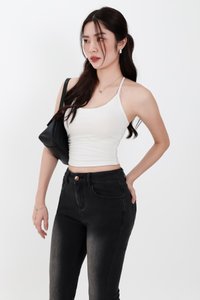 Rena Ruched Halter Top in White