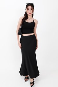 Rena Ruched Halter Top in Black