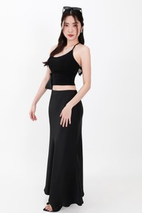 Rena Ruched Halter Top in Black