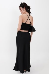 Rena Ruched Halter Top in Black