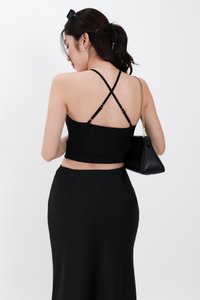 Rena Ruched Halter Top in Black