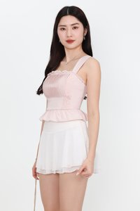 Pam Pleated Peplum Two Way Top in Light Pink