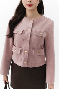 Saerin Suede Jacket in Rose Ash Pink