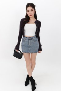 Briella Button Up Knit Cardigan in Dark Grey Mauve Briella Button Up Knit Cardigan in Dark Grey Mauve