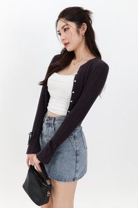 Briella Button Up Knit Cardigan in Dark Grey Mauve Briella Button Up Knit Cardigan in Dark Grey Mauve