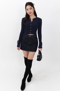 Briella Button Up Knit Cardigan in Navy
