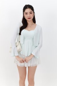 SALE EXCLUSIVE | Bria Bell Sleeve Cardigan Top Set in Pale Mint