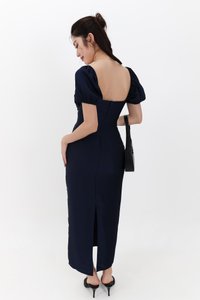 SALE EXCLUSIVE | Marielle Multi Way Satin Midaxi Dress in Midnight
