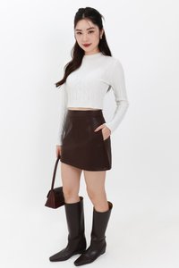 Peisie PU Leather Skorts in Dark Brown
