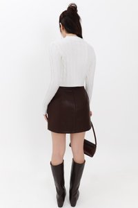 Peisie PU Leather Skorts in Dark Brown
