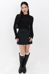 Peisie PU Leather Skorts in Black