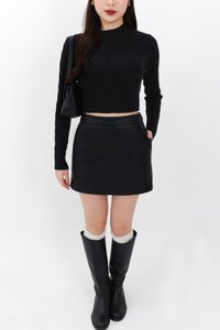 Peisie PU Leather Skorts in Black