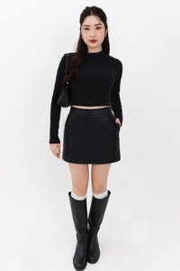 Peisie PU Leather Skorts in Black