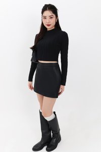 Peisie PU Leather Skorts in Black