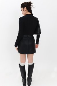 Peisie PU Leather Skorts in Black