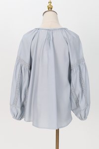 SALE EXCLUSIVE | Cindy Crochet Sleeved Top in Light Blue