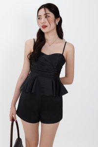 Sheyenne Satin Co-ord Shorts in Black