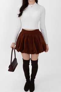 Clarie Corduroy Bubble Skorts in Autumn Brown
