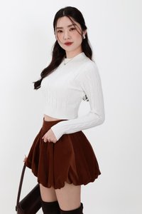 Clarie Corduroy Bubble Skorts in Autumn Brown