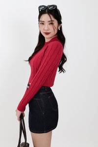 Christa Cable Knit Sweater in Red