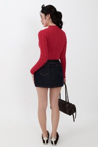 Christa Cable Knit Sweater in Red