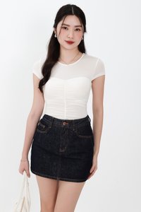 Harrie Half Sheer Tee in Cream White