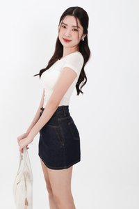 Harrie Half Sheer Tee in Cream White