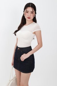 Harrie Half Sheer Tee in Cream White