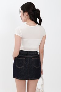 Harrie Half Sheer Tee in Cream White