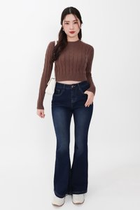 Christa Cable Knit Sweater in Brown