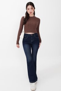 Christa Cable Knit Sweater in Brown