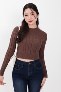 Christa Cable Knit Sweater in Brown