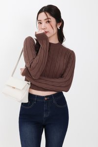 Christa Cable Knit Sweater in Brown