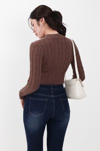 Christa Cable Knit Sweater in Brown