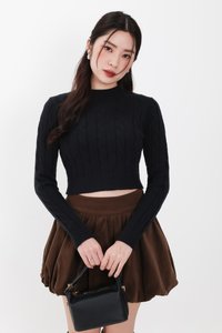 Christa Cable Knit Sweater in Black