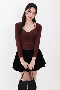 DEFECT | Helena Halter Long Sleeve Top in Dark Chocolate Brown in S DEFECT | Helena Halter Long Sleeve Top in Dark Chocolate Brown in S