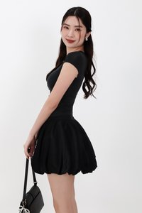 Harrie Half Sheer Tee in Black